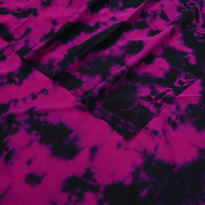 Indian Vintage Pink & Black Saree Pure Georgette Silk Leheria Tie-dye Printed Sari Craft Fabric Sewing 5Yd Soft Light Sari Dress Making