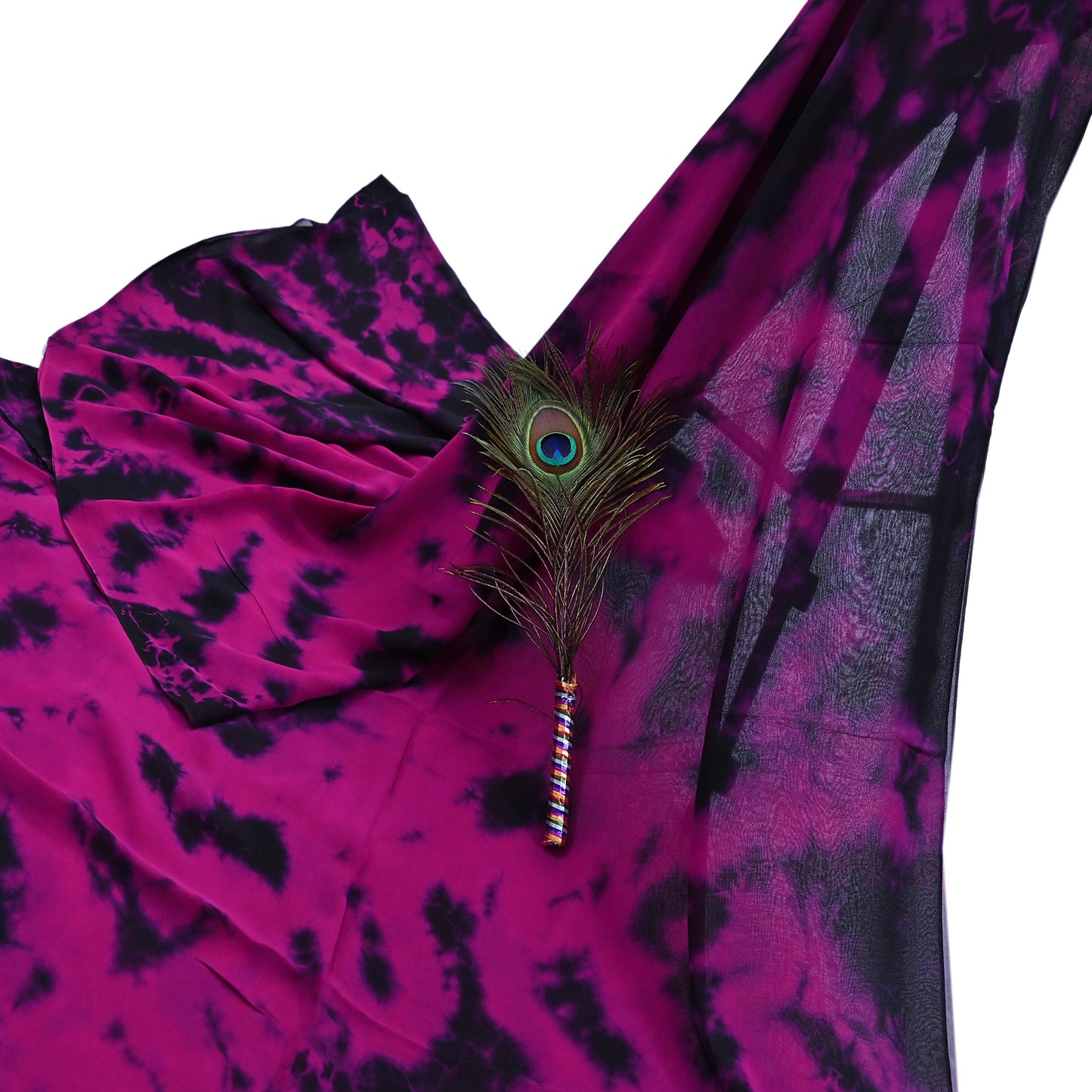 Indian Vintage Pink & Black Saree Pure Georgette Silk Leheria Tie-dye Printed Sari Craft Fabric Sewing 5Yd Soft Light Sari Dress Making