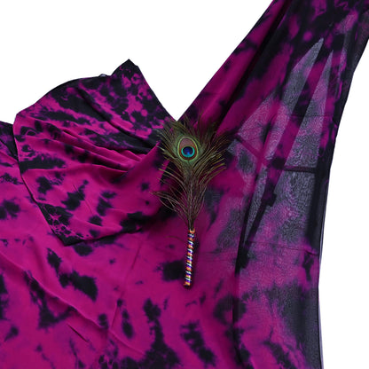 Indian Vintage Pink & Black Saree Pure Georgette Silk Leheria Tie-dye Printed Sari Craft Fabric Sewing 5Yd Soft Light Sari Dress Making