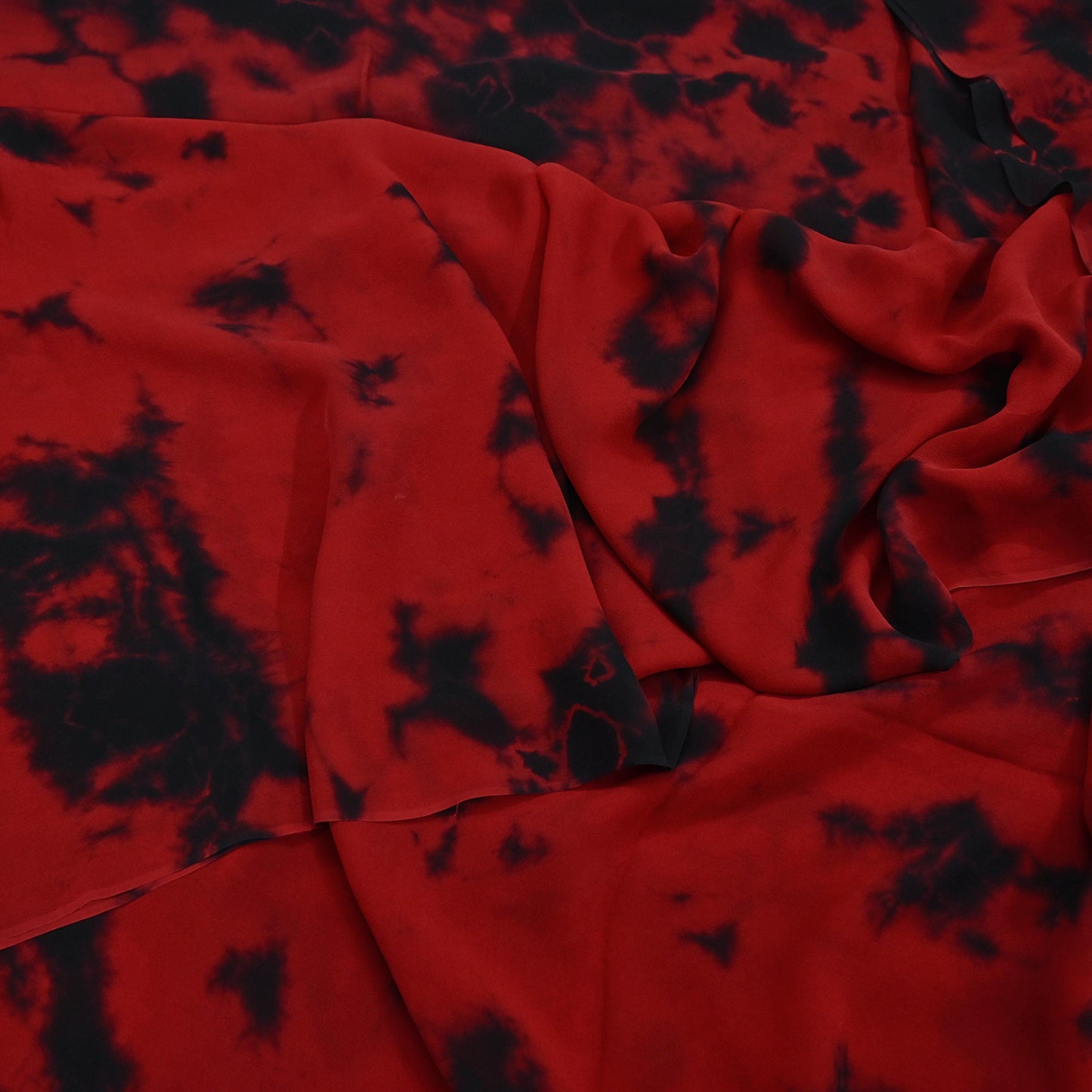 Indian Vintage Red & Black Saree Pure Georgette Silk Leheria Tie-dye Printed Sari Craft Fabric Sewing 5Yd Soft Light Sari Dress Making