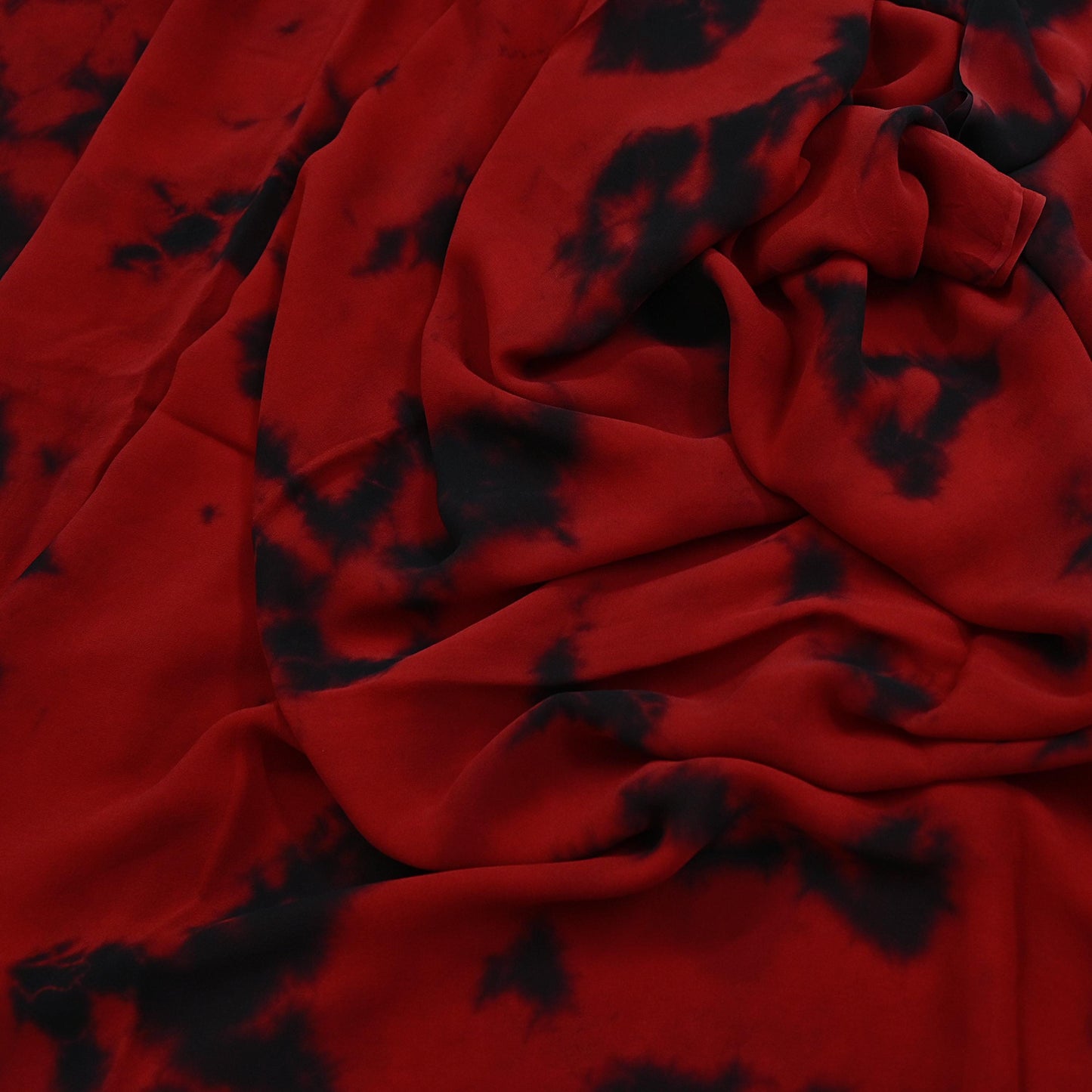 Indian Vintage Red & Black Saree Pure Georgette Silk Leheria Tie-dye Printed Sari Craft Fabric Sewing 5Yd Soft Light Sari Dress Making