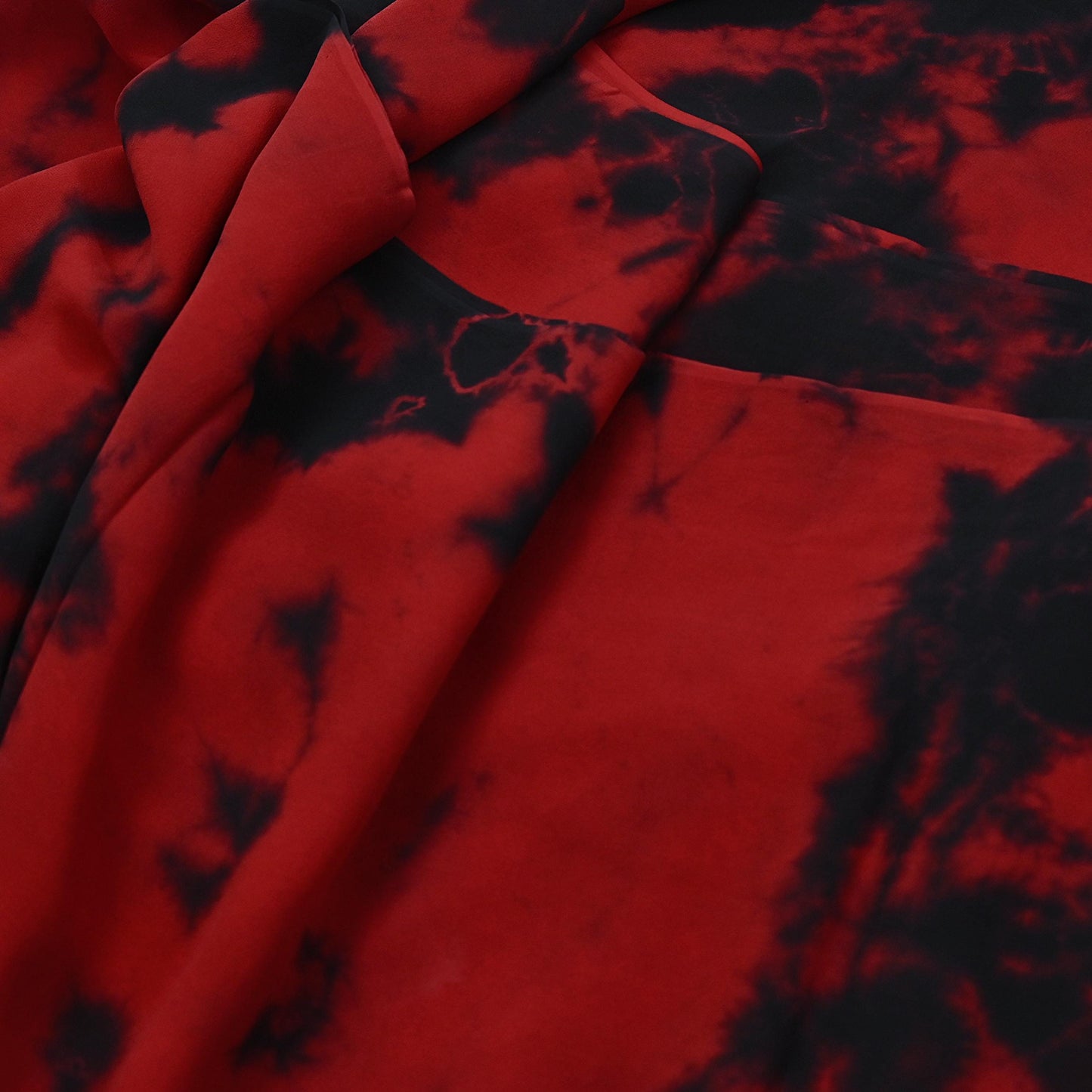 Indian Vintage Red & Black Saree Pure Georgette Silk Leheria Tie-dye Printed Sari Craft Fabric Sewing 5Yd Soft Light Sari Dress Making