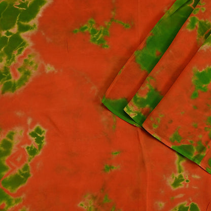 Indian Vintage orange & Green Saree Pure Georgette Silk Leheria Tie-dye Printed Sari Craft Fabric Sewing 5Yard Soft Light Sari Dress Making