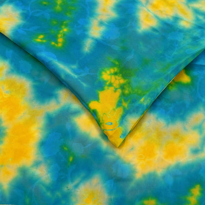 Indian Vintage Green & yellow Saree Pure Georgette Silk Leheria Tie-dye Printed Sari Craft Fabric Sewing 5Yard Soft Light Sari Dress Making
