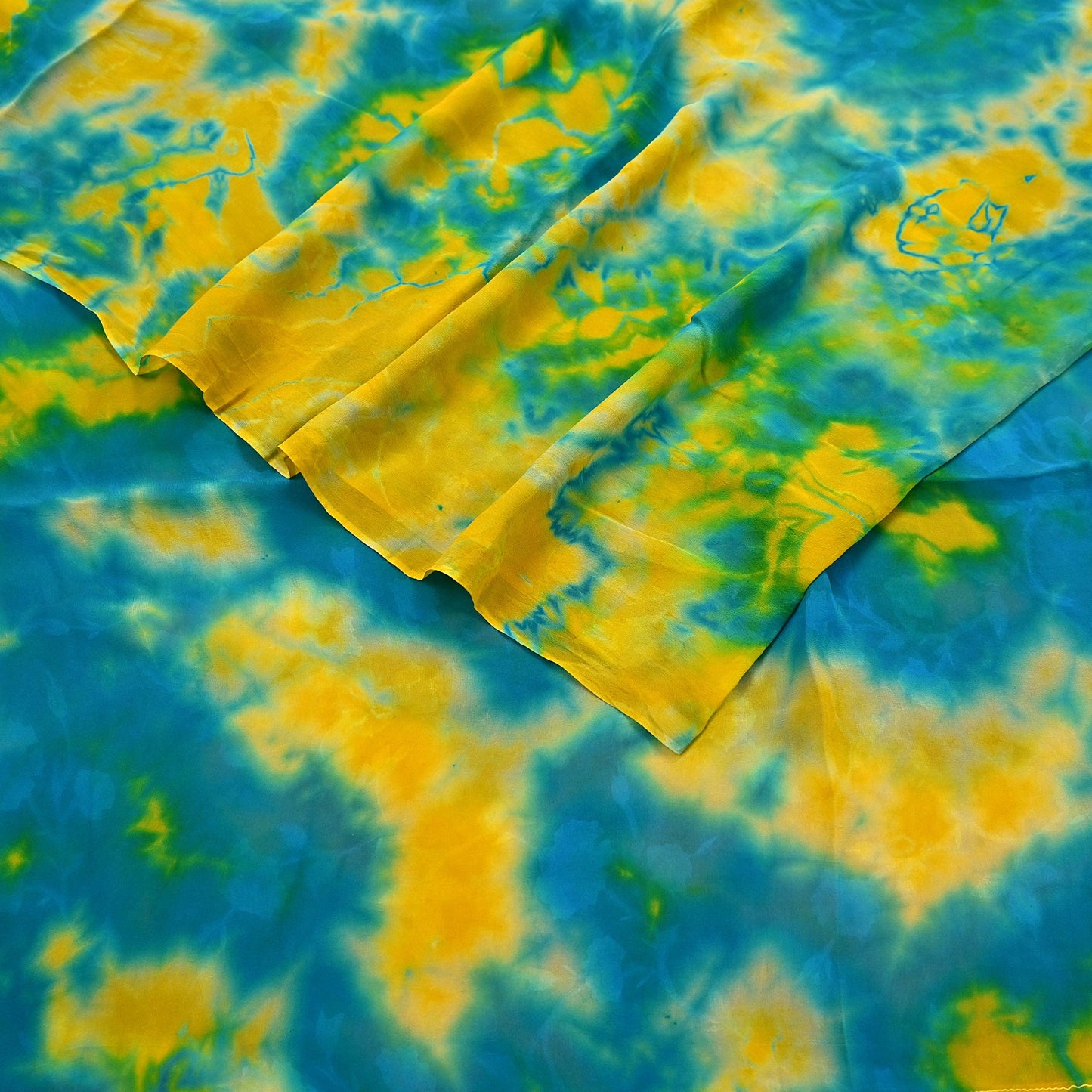 Indian Vintage Green & yellow Saree Pure Georgette Silk Leheria Tie-dye Printed Sari Craft Fabric Sewing 5Yard Soft Light Sari Dress Making