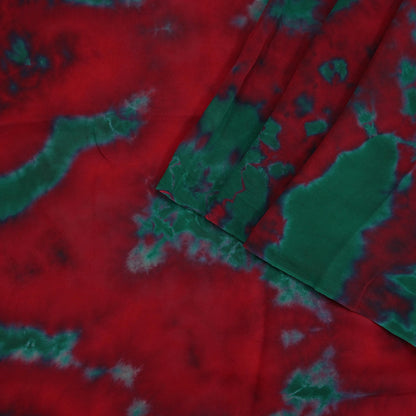 Indian Vintage Green & Red Saree Pure Georgette Silk Leheria Tie-dye Printed Sari Craft Fabric Sewing 5Yard Soft Light Sari Dress Making