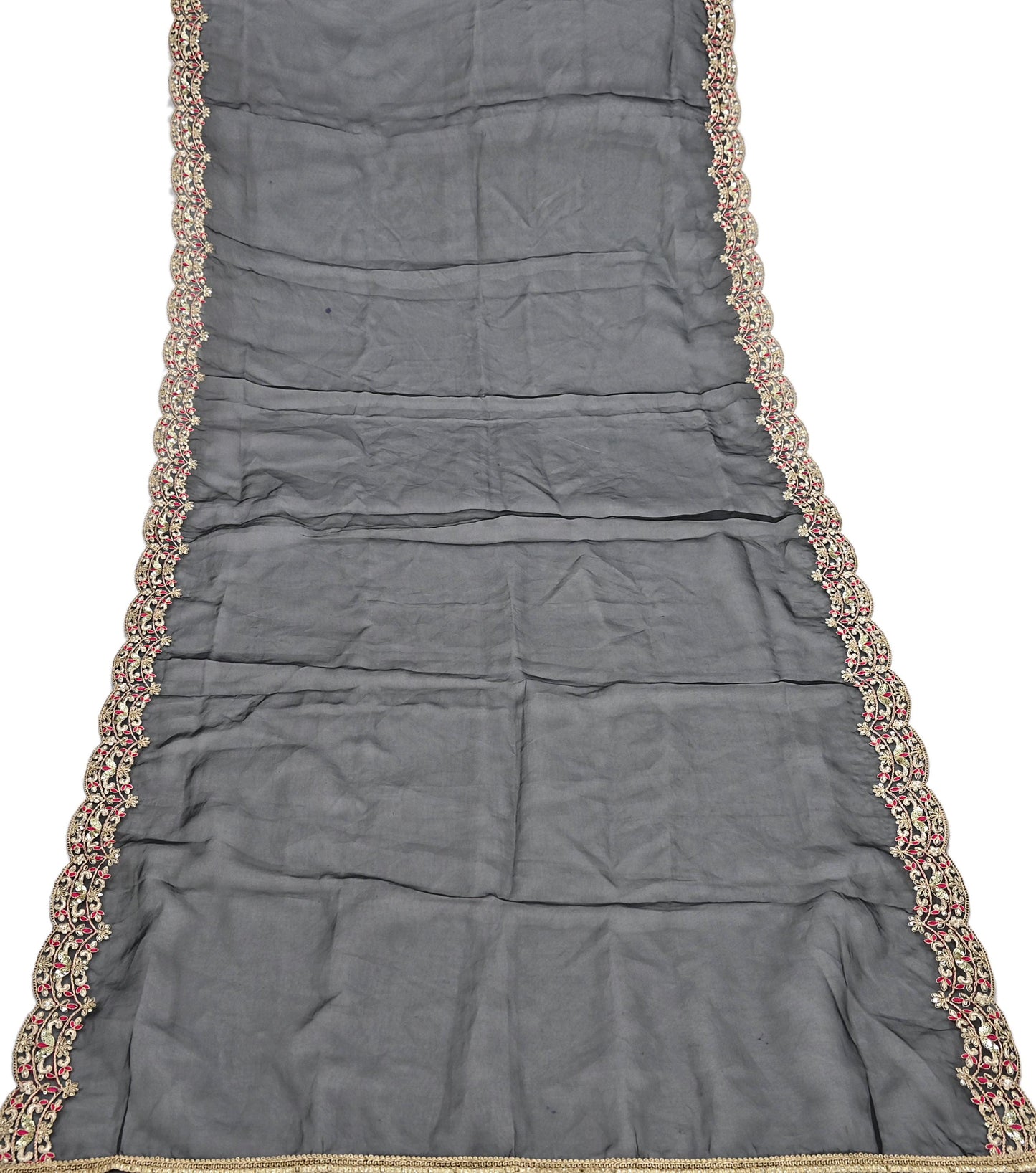 Indian Vintage Black Dupatta Organza Long Stole Embroidered Scarves Veil Soft Floral Design Wrap Boho Party wear