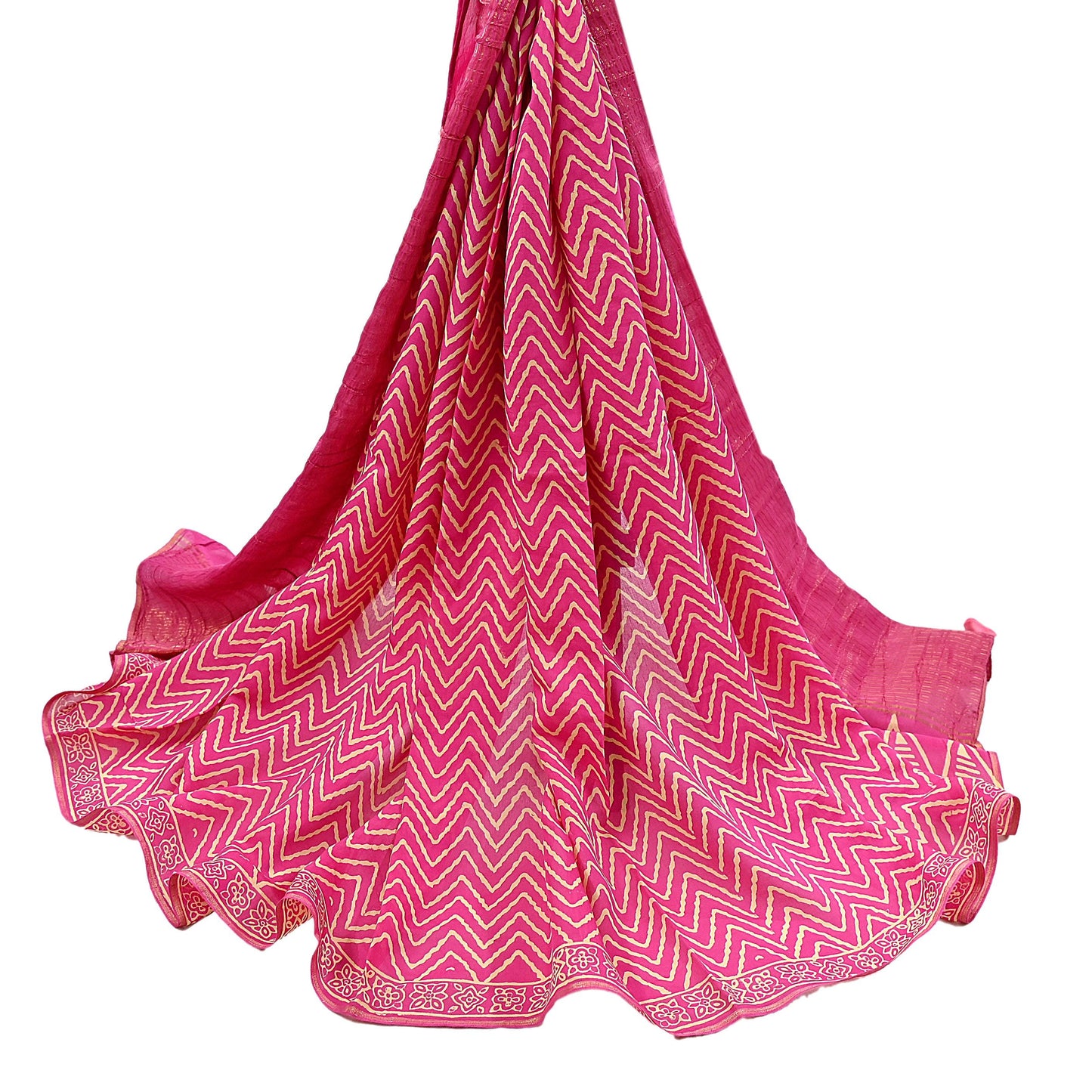 Indian Vintage PInk Dupatta Long Stole Woven Pure Cotton Indian Scarves Veil Golden Zari Soft Fringes
