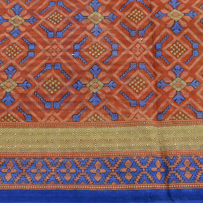 Indian Vintage Sari Orange Pure Cotton Printed Sarees Craft Fabric Soft 5Yd Sarong Wrap Boho Fabric Kimono Quilting Crafting Upcycle