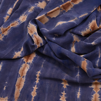 Indian Vintage Saree Brown & Purple Pure Crepe Silk Tie-Dye Embroidered Sari Fabric 6yard Sewing Floral Soft Zari