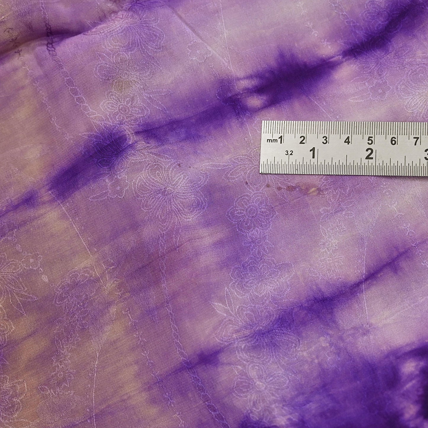 Indian Vintage Saree Brown & Purple Pure Crepe Silk Tie-Dye Embroidered Sari Fabric 6yard Sewing Floral Soft Zari
