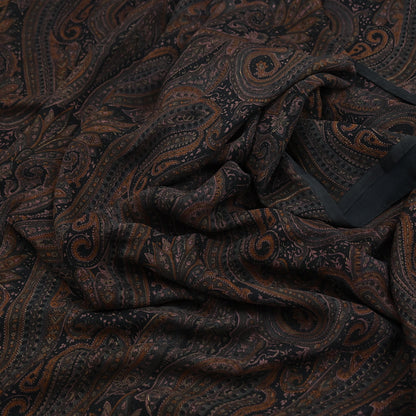 Vintage Saree Black Pure Chiffon Silk Printed Sari Craft Fabric Sewing 5Yard Soft