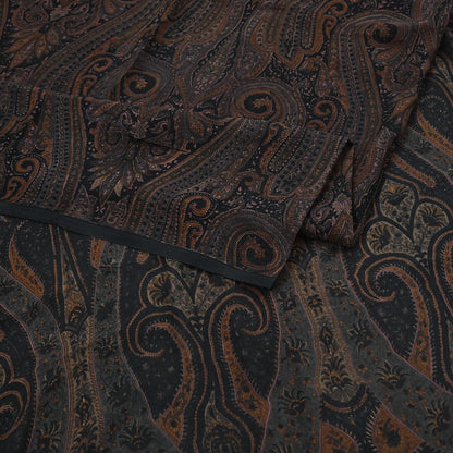 Vintage Saree Black Pure Chiffon Silk Printed Sari Craft Fabric Sewing 5Yard Soft