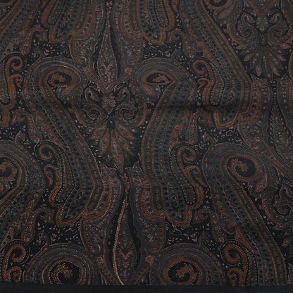Vintage Saree Black Pure Chiffon Silk Printed Sari Craft Fabric Sewing 5Yard Soft