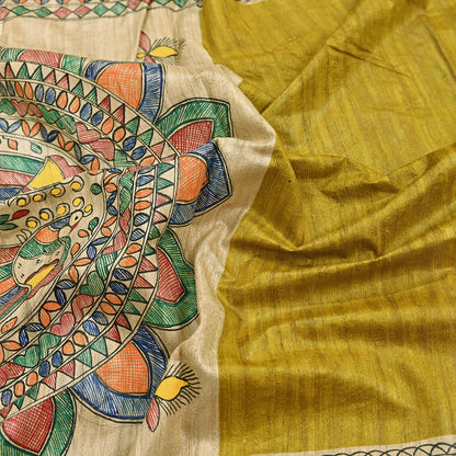 Indian Vintage Beige & Green Dupatta Pure Khadi silk Long Stole Hand Embroidered Scarves Floral Design Stole Veil Wrap