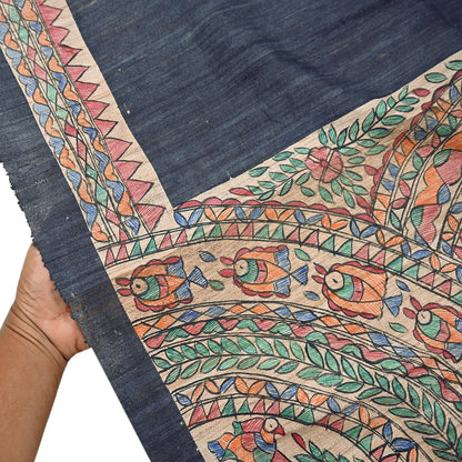 Indian Vintage Beige & Green Dupatta Pure Khadi silk Long Stole Hand Embroidered Scarves Floral Design Stole Veil Wrap