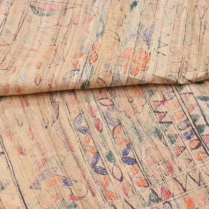Indian Vintage Beige & Blue Dupatta Pure Khadi silk Long Stole Hand Embroidered Scarves Floral Design Stole Veil Wrap