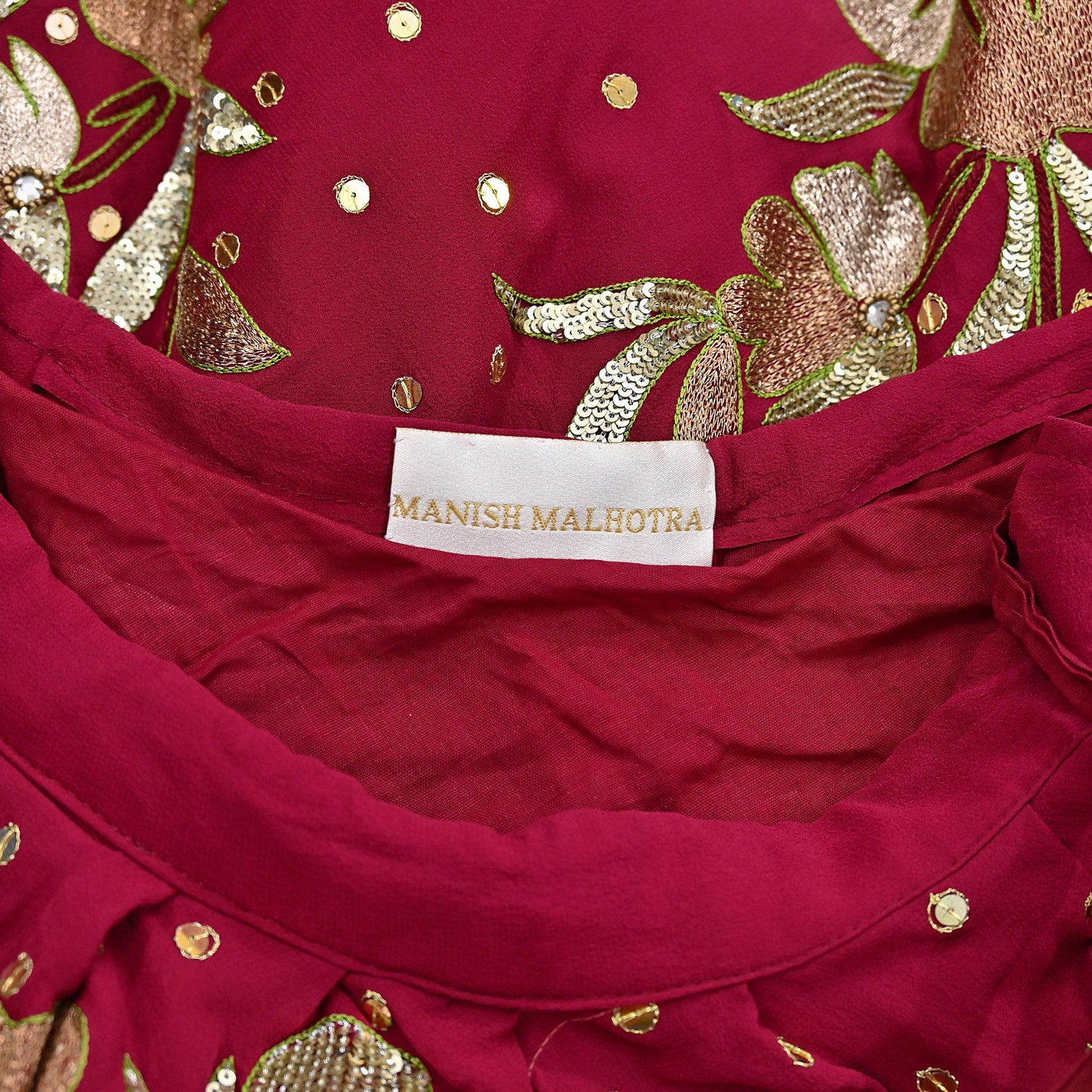 Indian Vintage Red Pure Georgette Silk Hand Embroidered Skirt Bridal Party Wear Bollywood Lehenga Zari