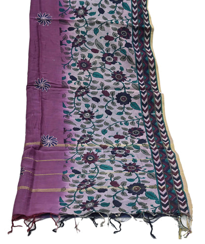 Indian Vintage Dupatta Long Stole Block Print Pure Chanderi Silk Scarves Veil Zari Wrap Hijab Fringes