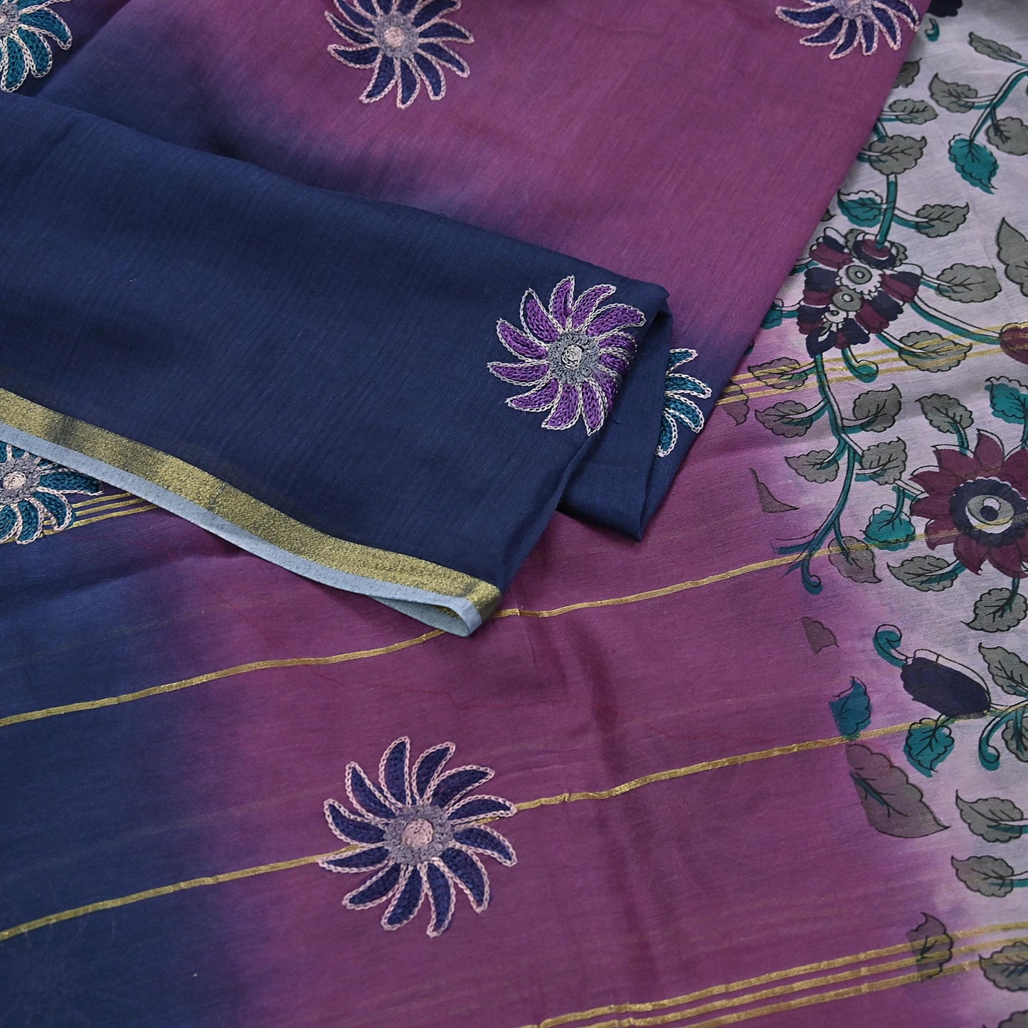 Indian Vintage Dupatta Long Stole Block Print Pure Chanderi Silk Scarves Veil Zari Wrap Hijab Fringes