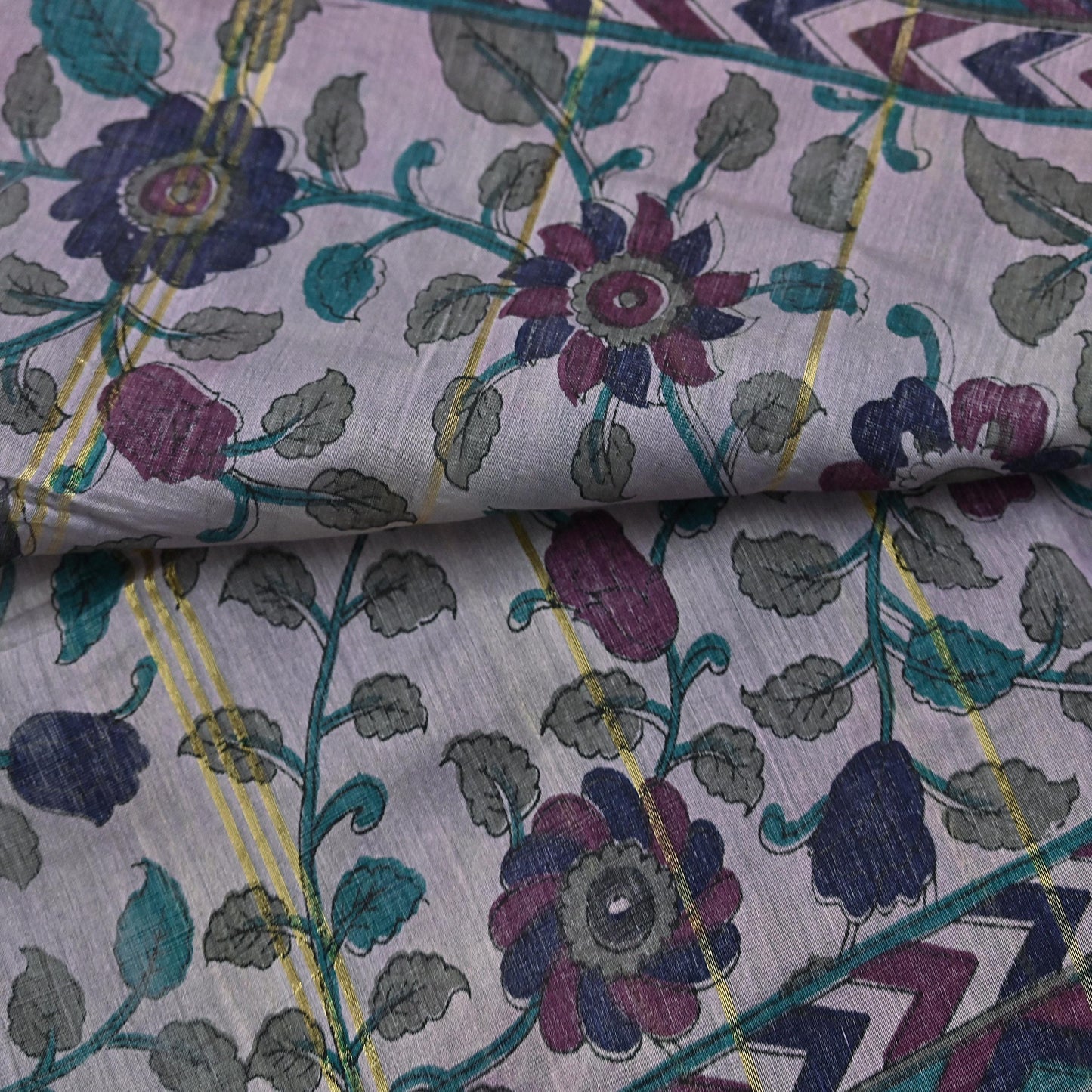 Indian Vintage Dupatta Long Stole Block Print Pure Chanderi Silk Scarves Veil Zari Wrap Hijab Fringes