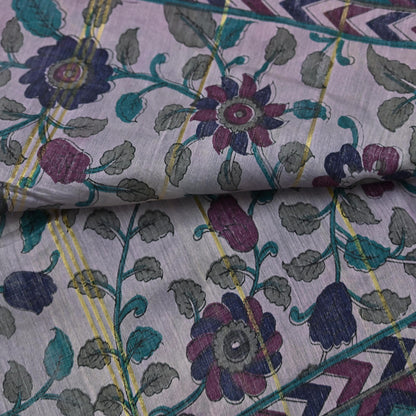 Indian Vintage Dupatta Long Stole Block Print Pure Chanderi Silk Scarves Veil Zari Wrap Hijab Fringes
