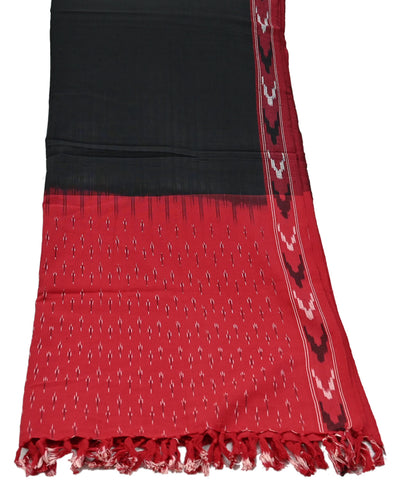 Indian Vintage Dupatta Red & Black Long Stole Hand woven Sambalpuri Ikat Hijab Pure Cotton Scarves Veil