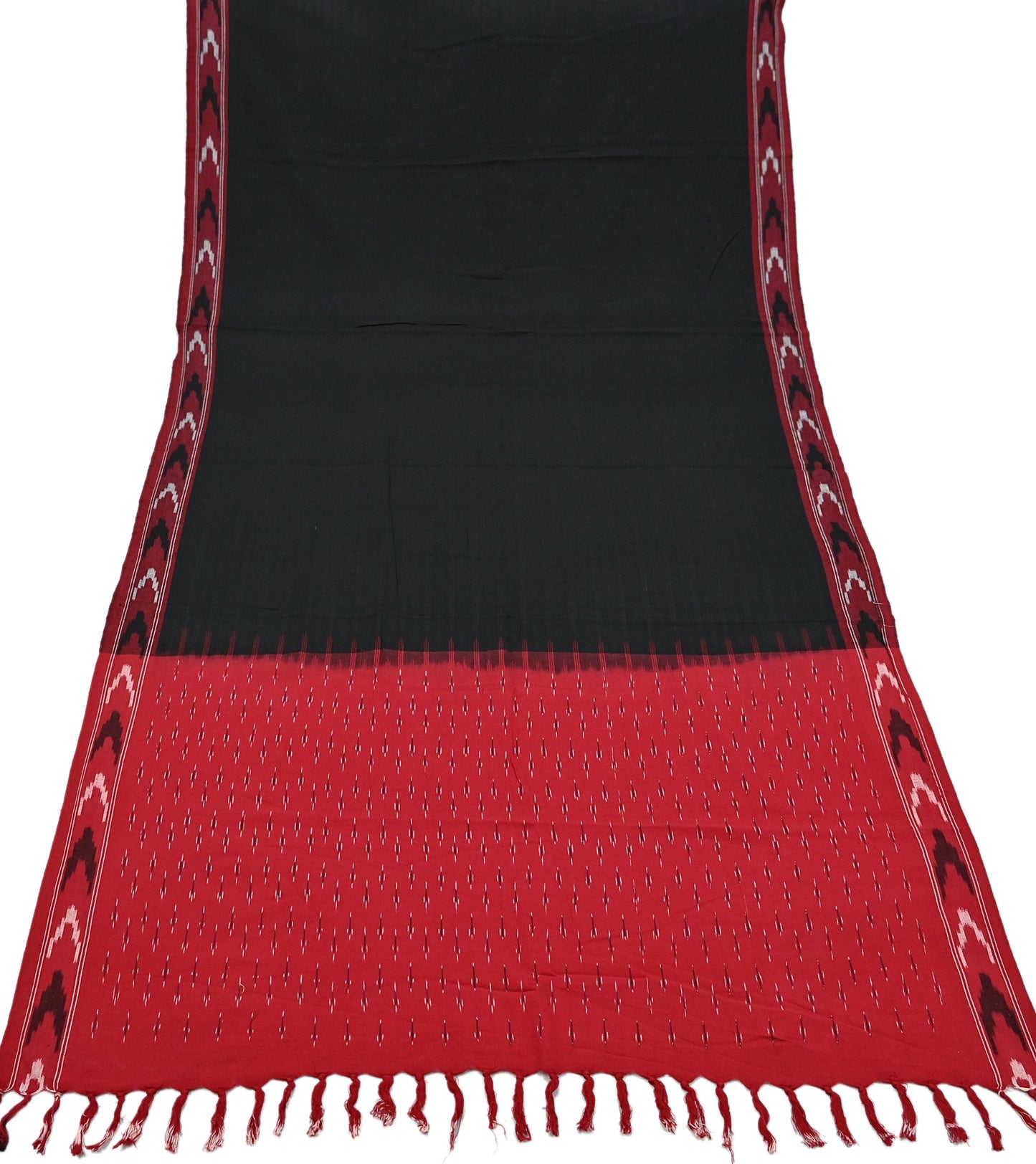 Indian Vintage Dupatta Red & Black Long Stole Hand woven Sambalpuri Ikat Hijab Pure Cotton Scarves Veil