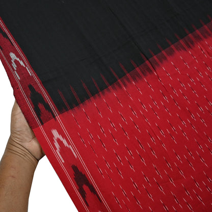 Indian Vintage Dupatta Red & Black Long Stole Hand woven Sambalpuri Ikat Hijab Pure Cotton Scarves Veil