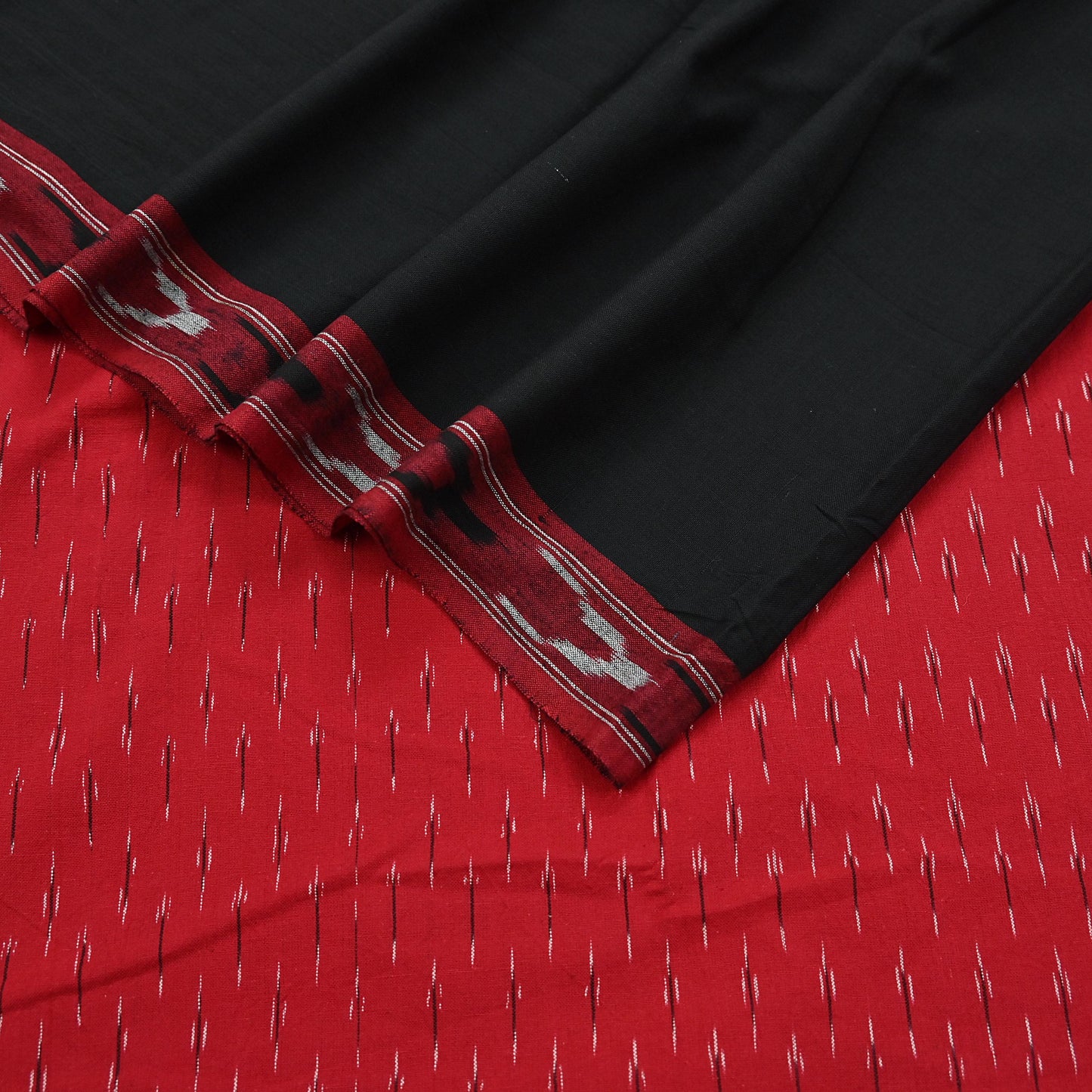 Indian Vintage Dupatta Red & Black Long Stole Hand woven Sambalpuri Ikat Hijab Pure Cotton Scarves Veil