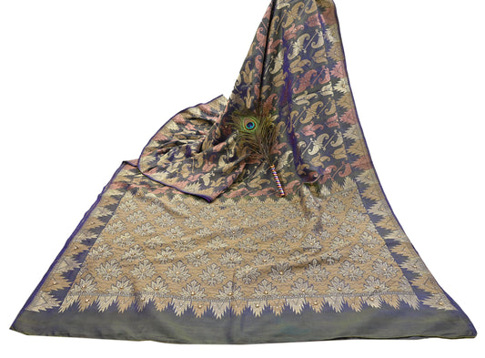 Indian Vintage Kanjivaram Saree Heavy Hand Embroidered Pure Silk Green Bridal Fabric 5 Yards Dress Making Bollywood Sarees