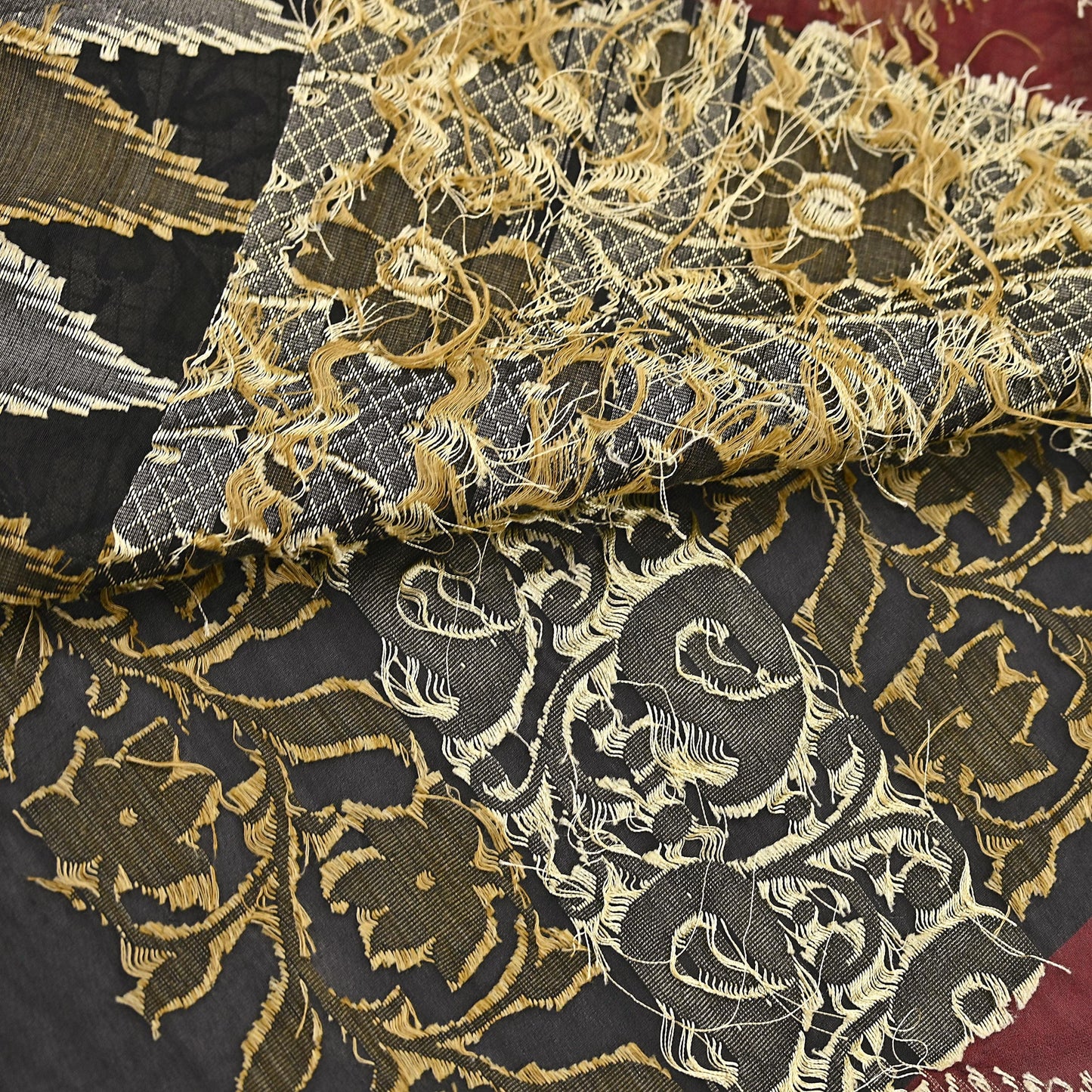 Indian Vintage Sari Black 100% Pure Silk Hand Woven Sarees Craft Fabric 5Yd Ethnic Sewing Dress making Crafting Quilting Upcycle Zari