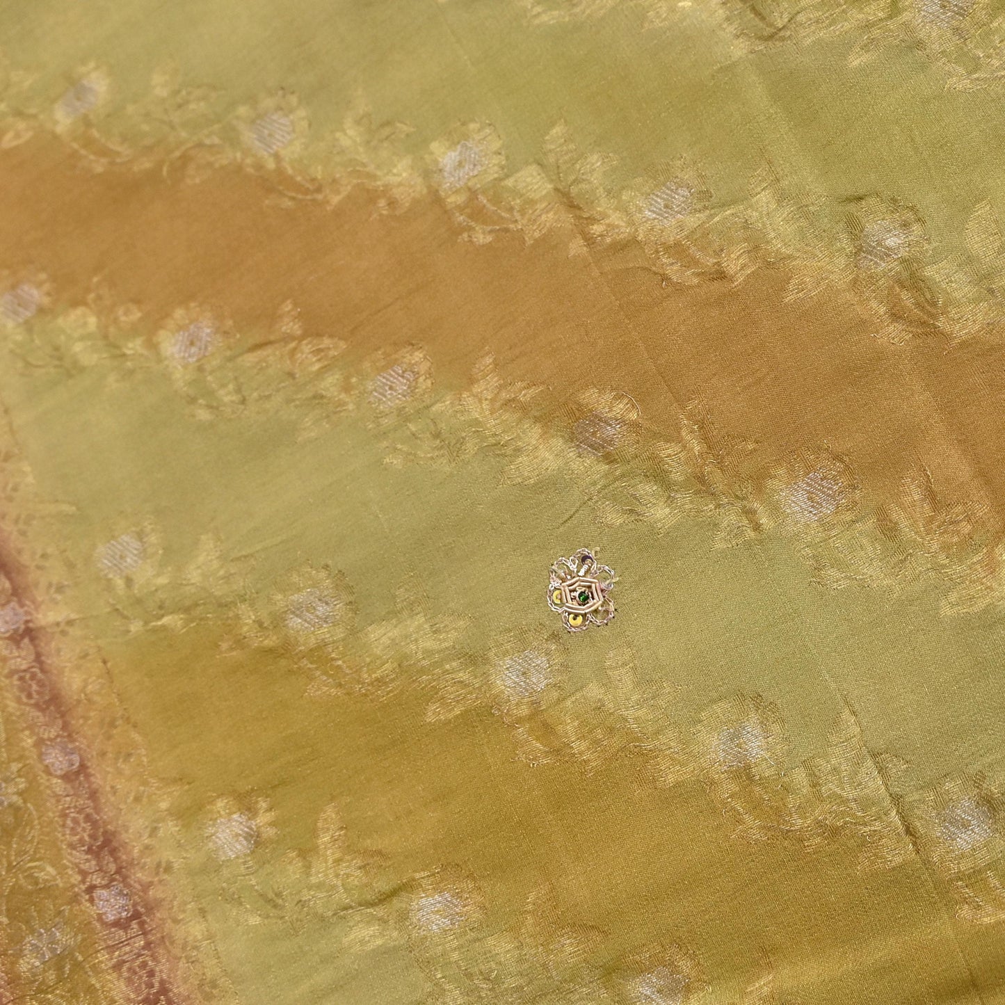 Indian Vintage Green Dupatta Long Stole Pure Silk Hand Embroidered Scarves Veil Scarf Wrap Hippie Boho