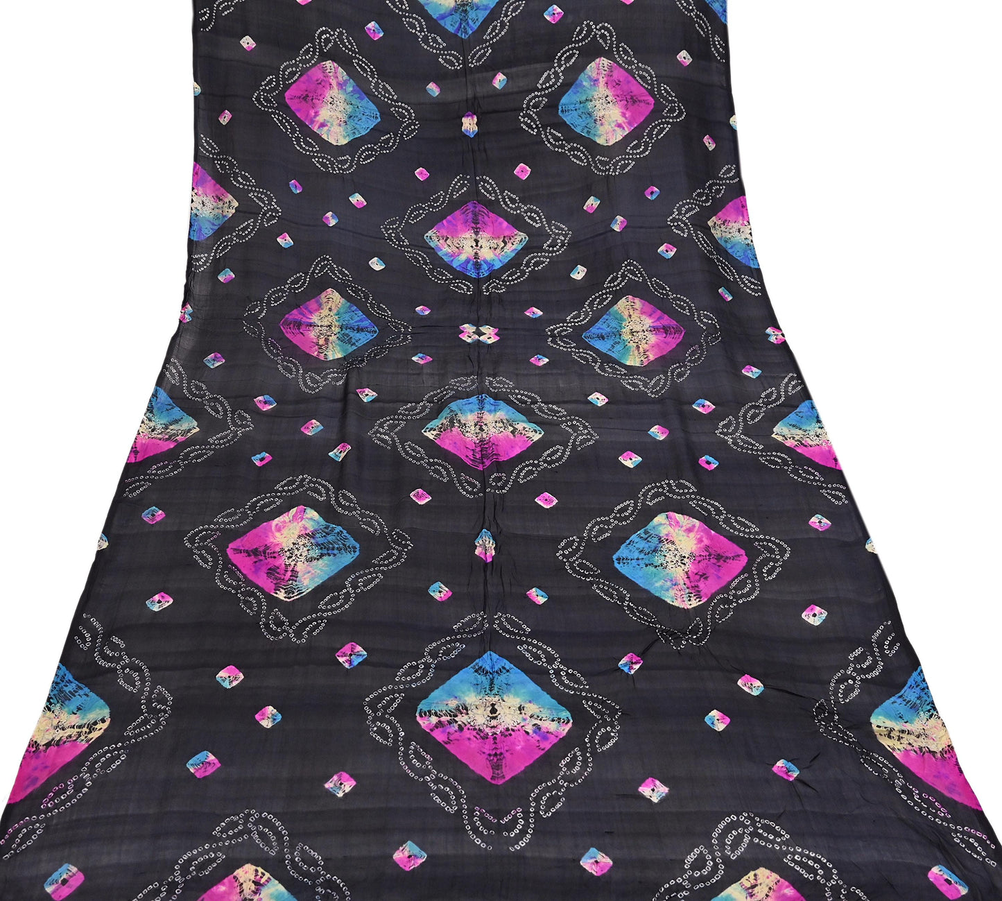 Women Indian Vintage Black Dupatta Long Stole Pure silk Bandhani Dupatta Veil Scarves soft Boho Wrap