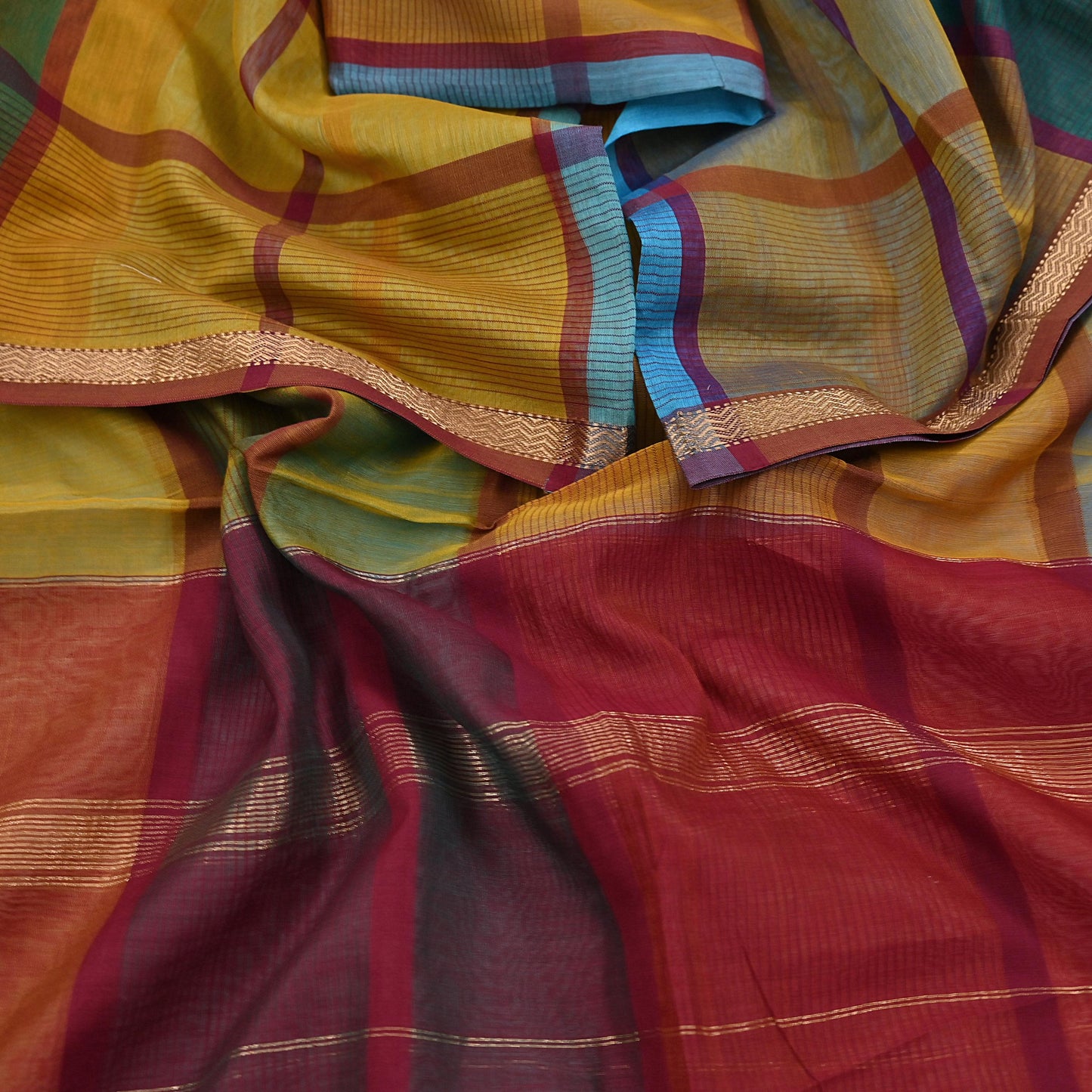 Indian Vintage Dupatta Multi Long Stole Block Print Pure Chanderi Silk Scarves Veil Zari Wrap Hijab Fringes