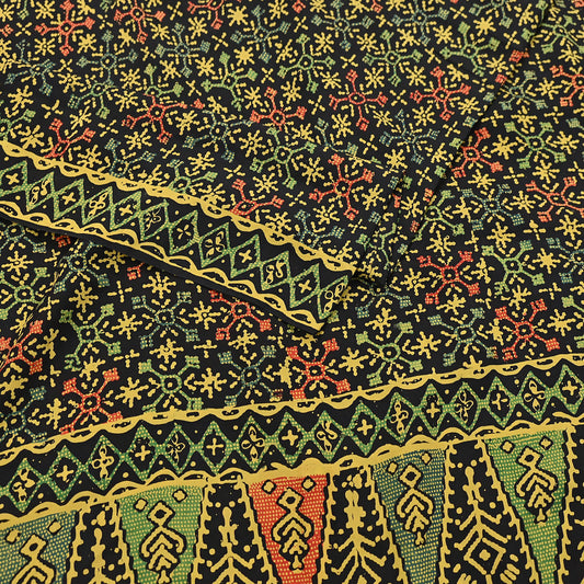 Indian Vintage Black Dupatta Long Stole Pure silk Block Printed Dupatta Veil Scarves soft Boho Wrap Dressmaking