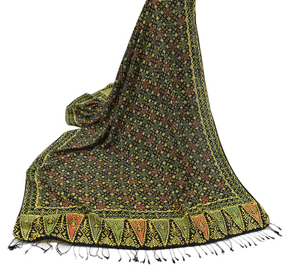 Indian Vintage Black Dupatta Long Stole Pure silk Block Printed Dupatta Veil Scarves soft Boho Wrap Dressmaking
