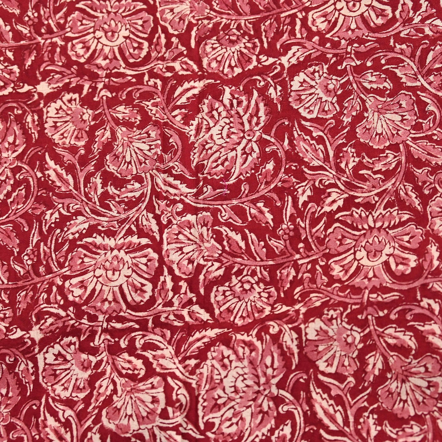 Indian Red & Beige Vintage Dupatta Long Stole Block Print 100% Pure Cotton Scarf Veil Soft Floral Boho Scarves