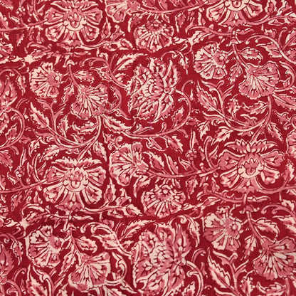Indian Red & Beige Vintage Dupatta Long Stole Block Print 100% Pure Cotton Scarf Veil Soft Floral Boho Scarves