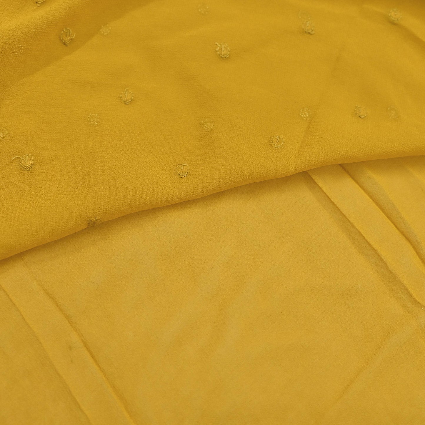 Indian Vintage Sari Mustard Pure Georgette Silk Hand Embroidered Sarees Craft Fabric 5Yd Sewing Soft Ethnic Glass Beaded Wedding Sarees