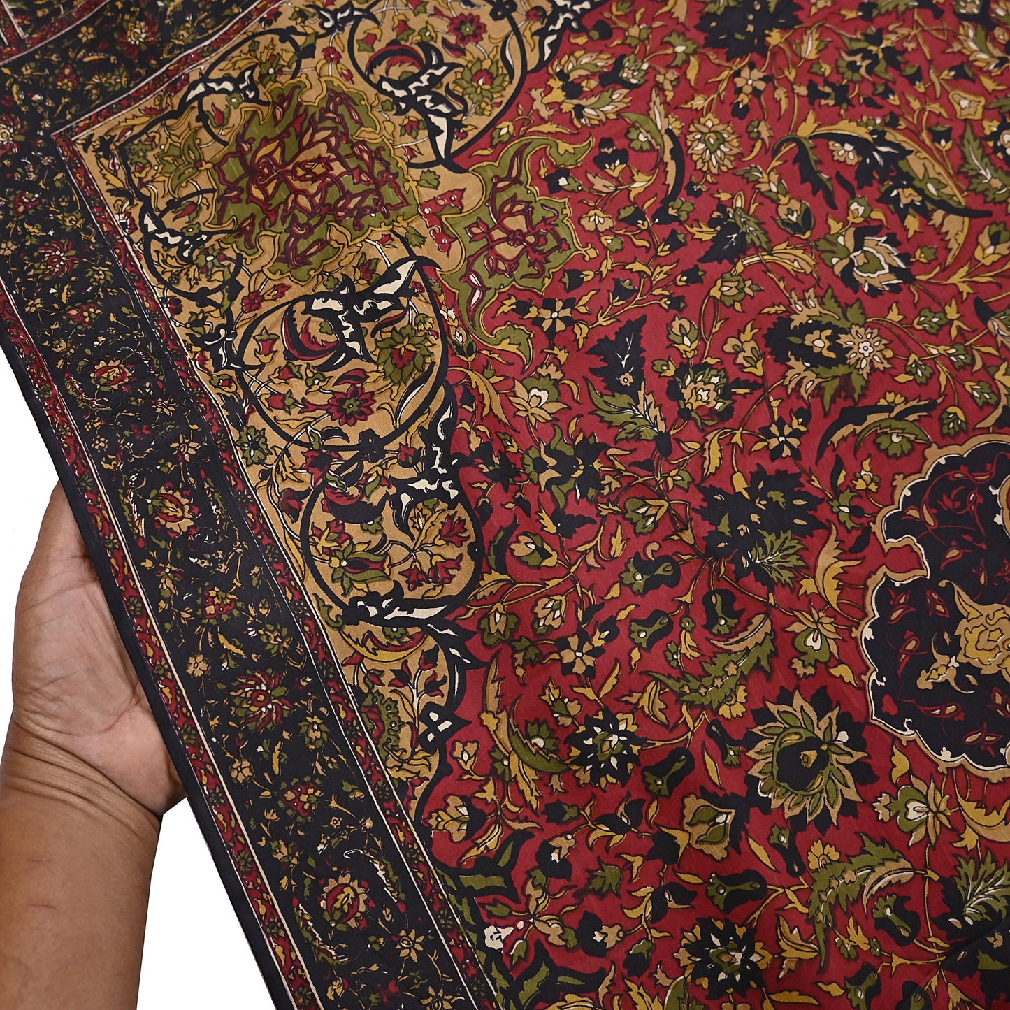 Indian Vintage Red & Black Pure Silk Printed Saree 6Yards Soft Floral Fabric for Dressmaking, Quilting, Crafting, Sewing, Dress Making