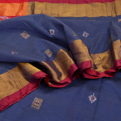 Indian Vintage Sari Red & Gray Artificial Silk Hand Woven Brocade Sarees 5yd Ethnic Craft Fabric Sewing Wedding Sarees Dress making Crafting