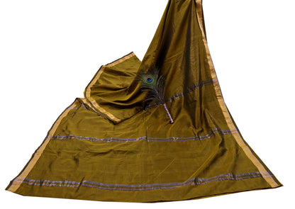 Indian Vintage Sari Green Mysore Silk Woven Sarees Craft Fabric 5Yd Ethnic South silk Dress Making Crafting Upcycle Quilting Zari Border