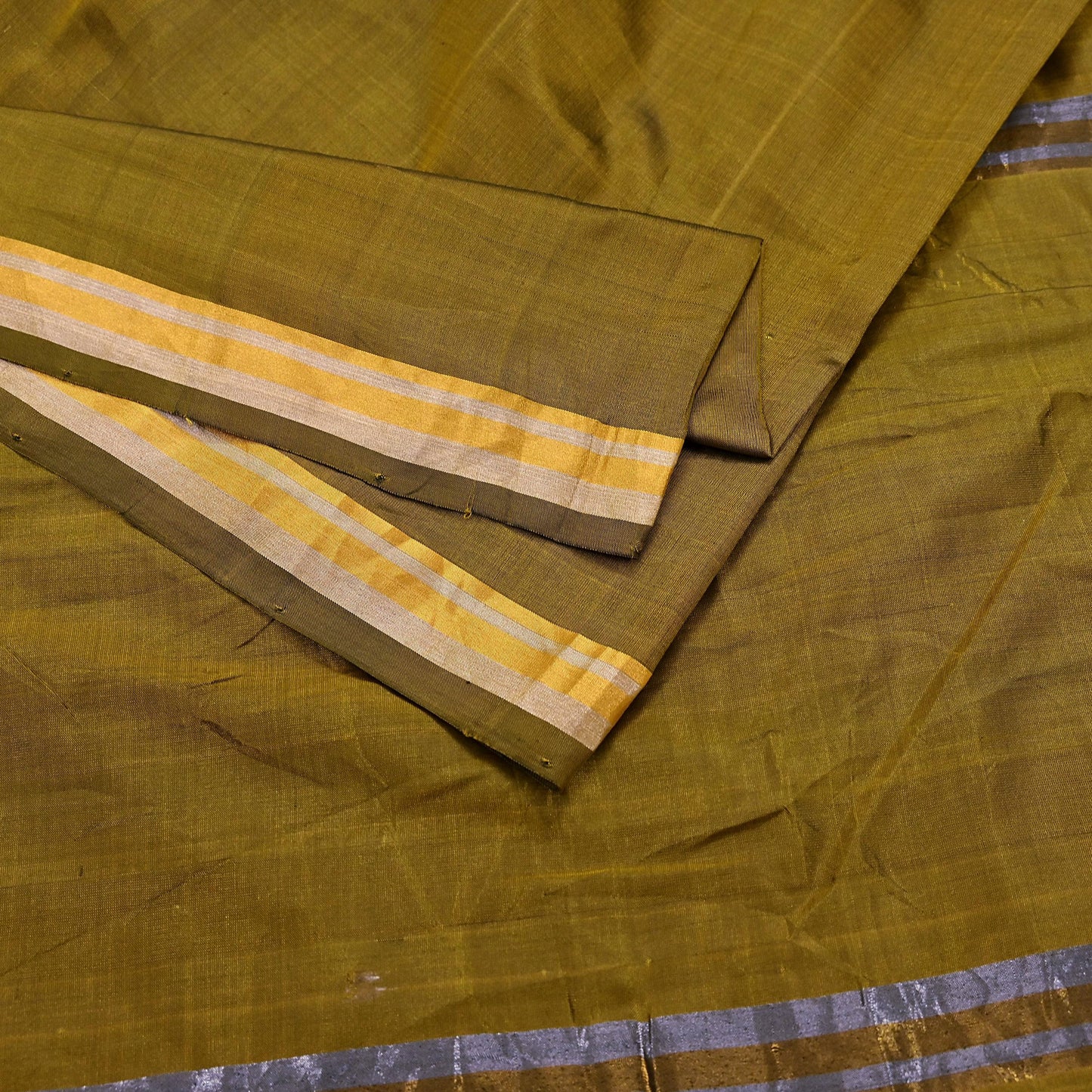 Indian Vintage Sari Green Mysore Silk Woven Sarees Craft Fabric 5Yd Ethnic South silk Dress Making Crafting Upcycle Quilting Zari Border