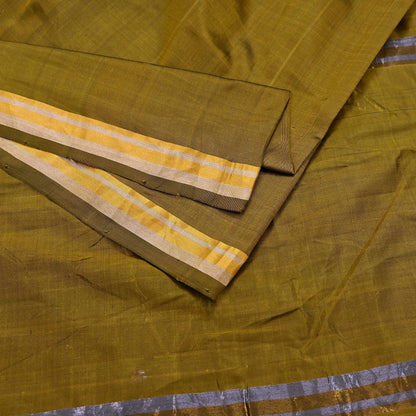 Indian Vintage Sari Green Mysore Silk Woven Sarees Craft Fabric 5Yd Ethnic South silk Dress Making Crafting Upcycle Quilting Zari Border