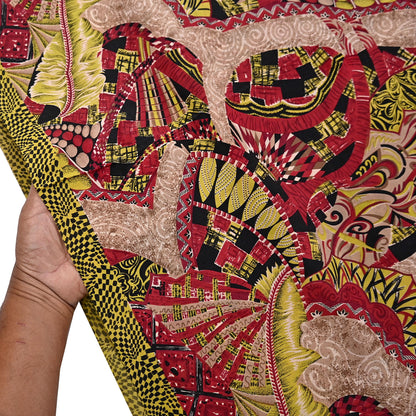 Indian Vintage Sari Black & Red Pure Crepe Silk Printed Sarees 5yd Sewing Floral Soft Craft Fabric Wrap Dress making Crafting Quilting