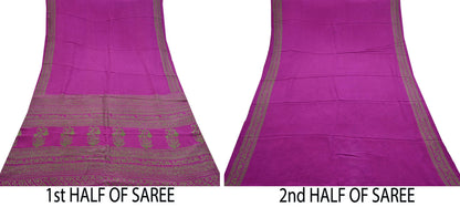 Indian Vintage Sari Pure Crepe Silk Mukesh Work Printed Saree 5yard Sewing Soft Craft Fabric Ethnic Dress making For Crafting Quilting