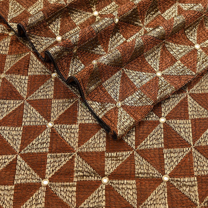 Indian Vintage Brown Heavy Dupatta Long Stole Chanderi Hand Embroidered Bagh Phulkari Stole Scarves Golden lace