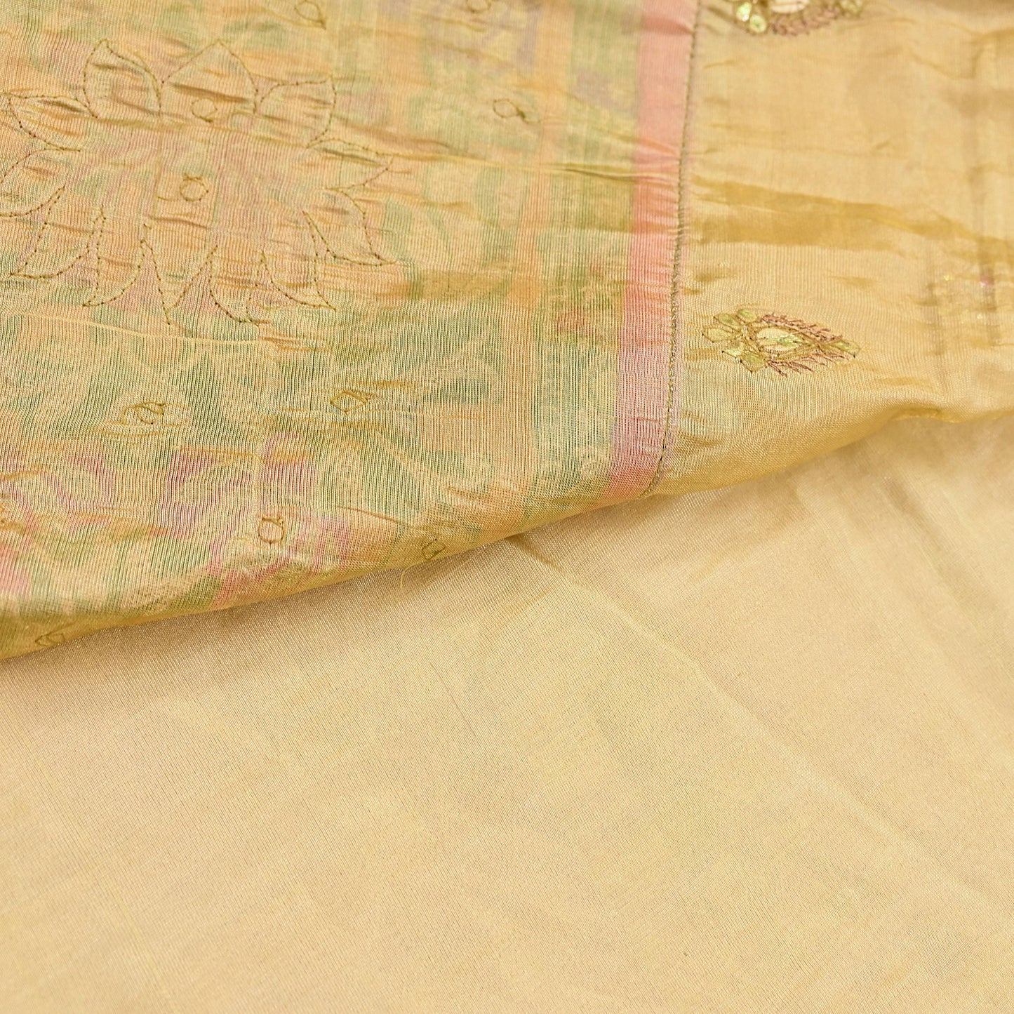 Indian Vintage Yellow Sarees Hand Embroidered Chanderi Sari Fabric 6Yd Sewing Ethnic Zardozi Zari Floral Dress making