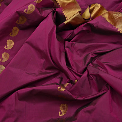 Vintage Heavy Sari Purple Hand Woven Kanjivaram Artificial Silk Sarees Zari 5Yd Floral Craft Fabric Dress making Crafting Quilting